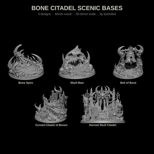 Bone Citadel Scenic Bases, all 5 designs, 60mm resin bases by bySmiled