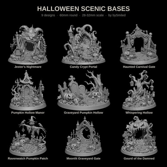 Halloween Scenic Bases, all 9 designs, 60mm resin bases by bySmiled