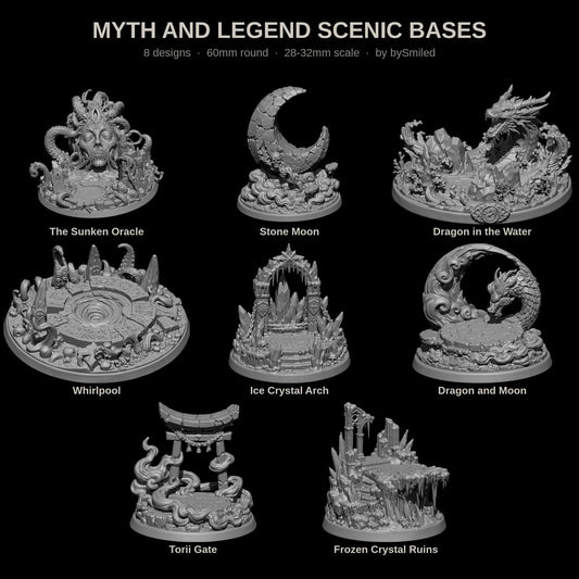 Myth and Legend Scenic Bases, all 8 designs, 60mm resin bases by bySmiled