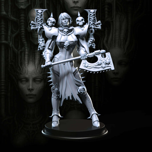 Sythara 75mm figurine from Broken Sword Miniatures, highly detailed in grey ABS-like resin with custom base.