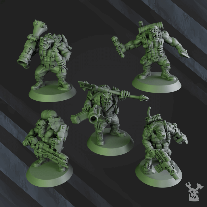 Blak Orks Mob One by DakkaDakka - 32mm scale sci-fi wargaming miniatures in grey resin - squad of 5 durable figures for tabletop games