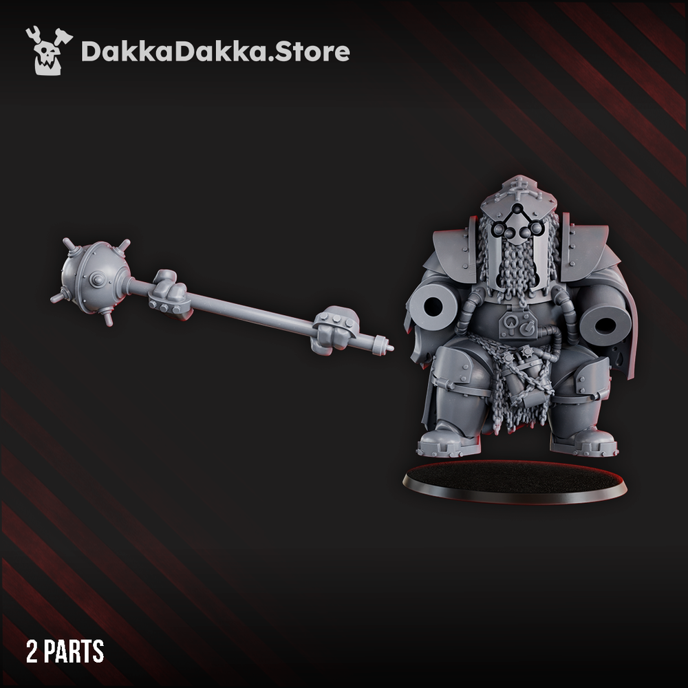 Trench Crusade Style heavy armoured trench warfare brute with spiked mace miniature