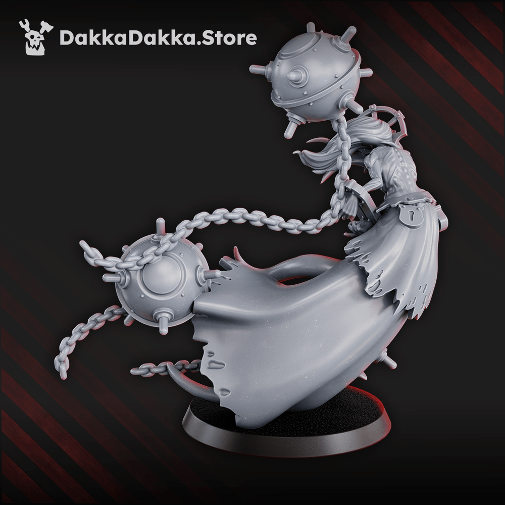 Trench Crusade style Aquatic occult witch miniature with chains and iron weights