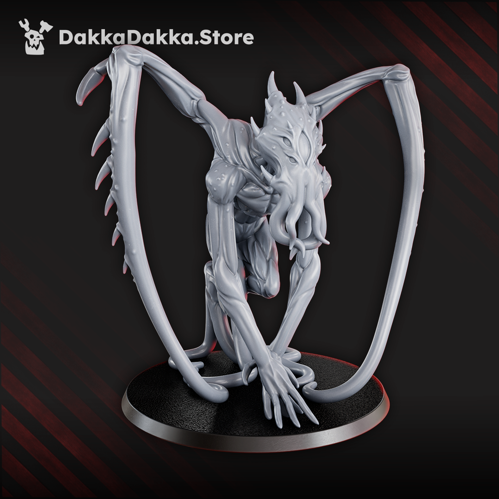 Trench Crusade Style - Tet’o Abyss Beast model, 48mm tall, showcasing a horrific alien design for tabletop gaming.