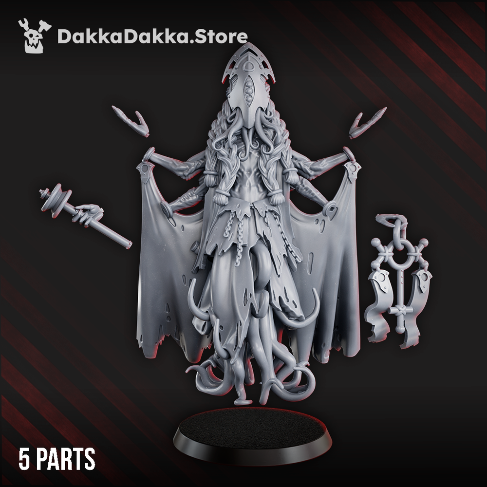 Trench Crusade Style Tet’o Kr’lieh Matriarch abyssal cult leader miniature with tentacles
