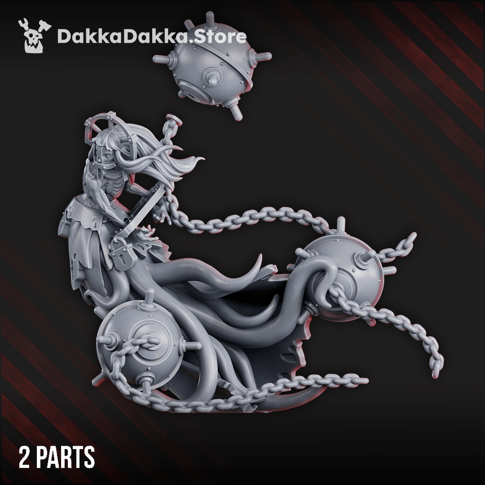 Trench Crusade style Aquatic occult witch miniature with chains and iron weights