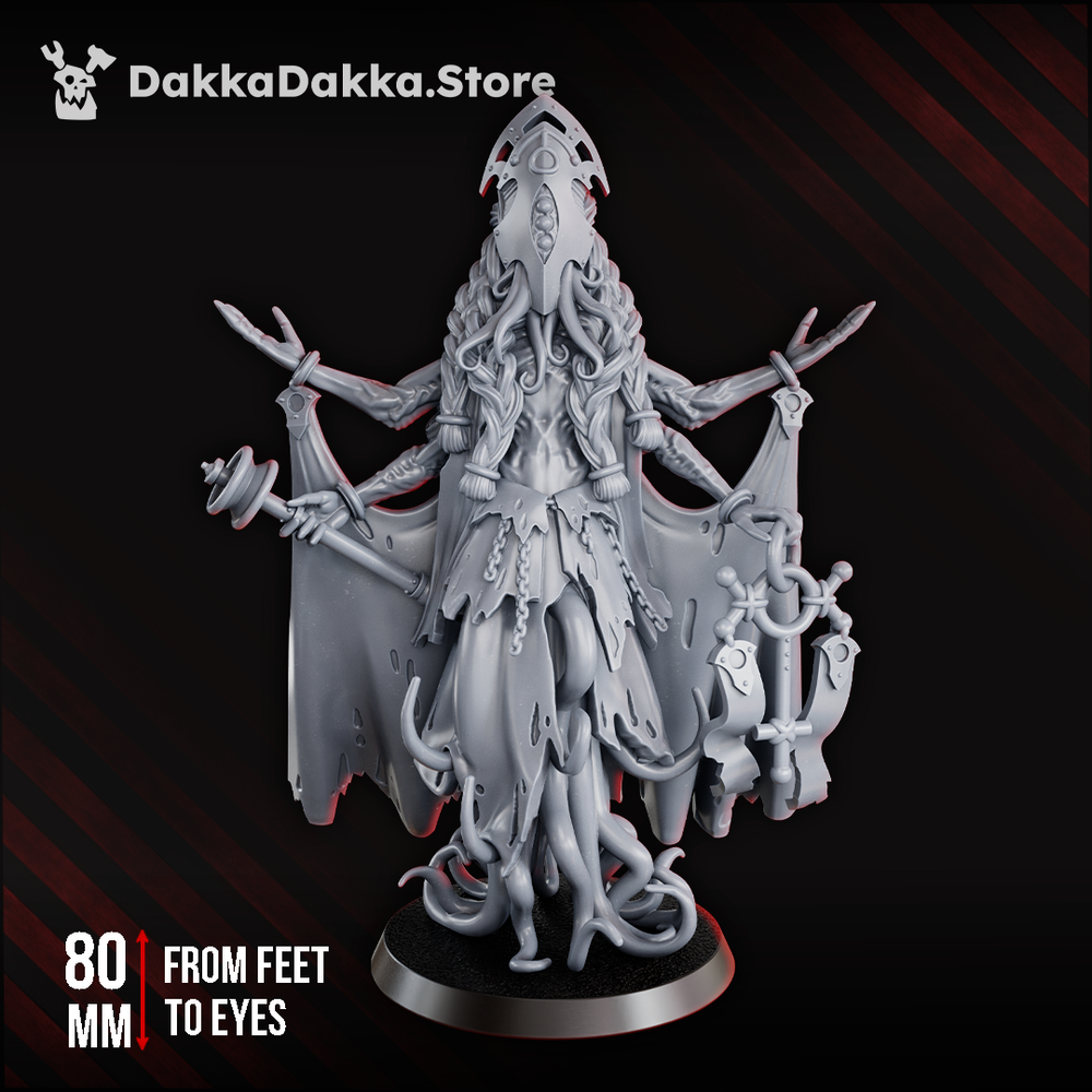 Trench Crusade Style Tet’o Kr’lieh Matriarch abyssal cult leader miniature with tentacles