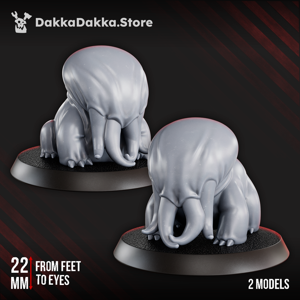 Tet’o Abyss Hound Puppies miniature set, Trench Crusade Style deep-sea horror creatures on round bases