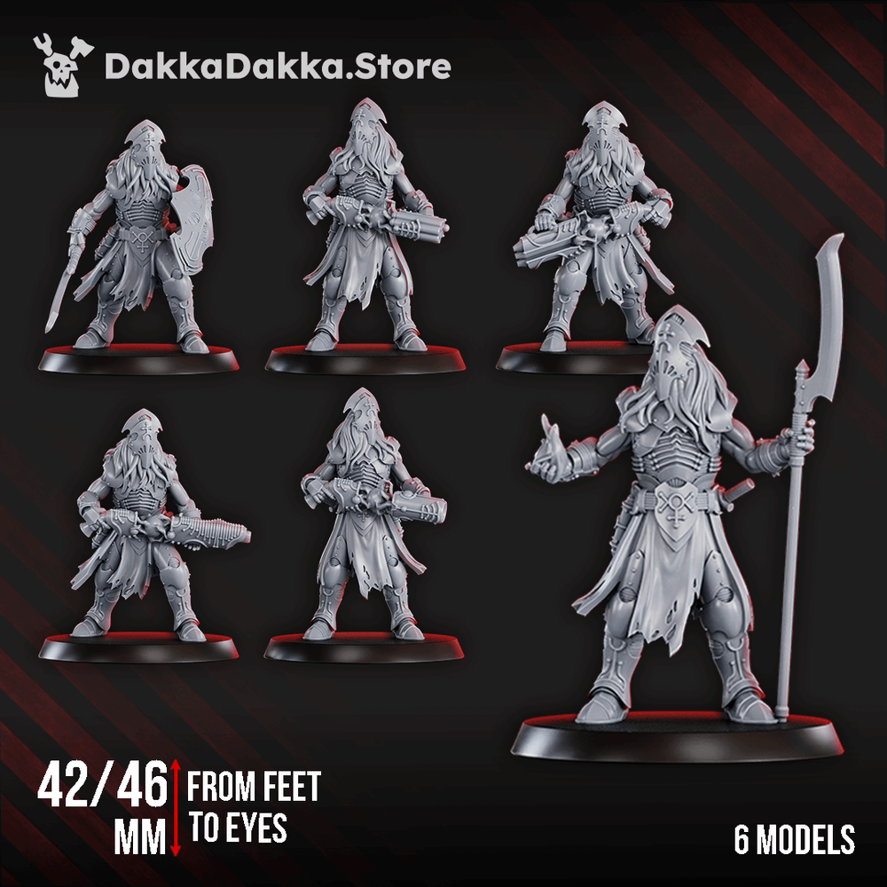 Keeper Squad Grimdark Resin Miniatures, 6 Models included in Disciples of Tet'o – Coven Set