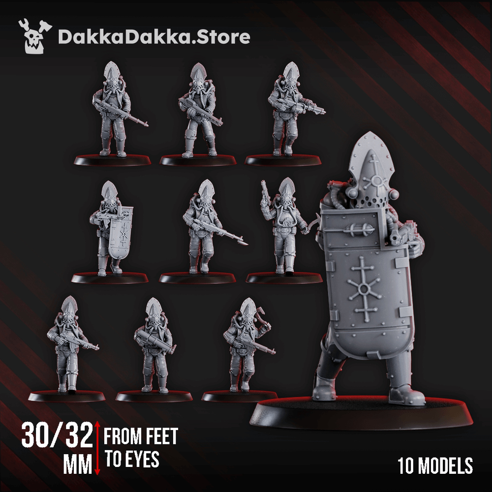 Idolators Squad Grimdark Alt-WW1 Resin Miniatures included in Disciples of Tet'o Full Set - 32mm Resin