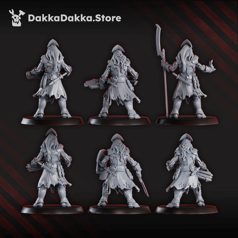 Trench Crusade Style Tet'o Kr'lieh Keeper Squad 6 resin miniatures with polearms and robes