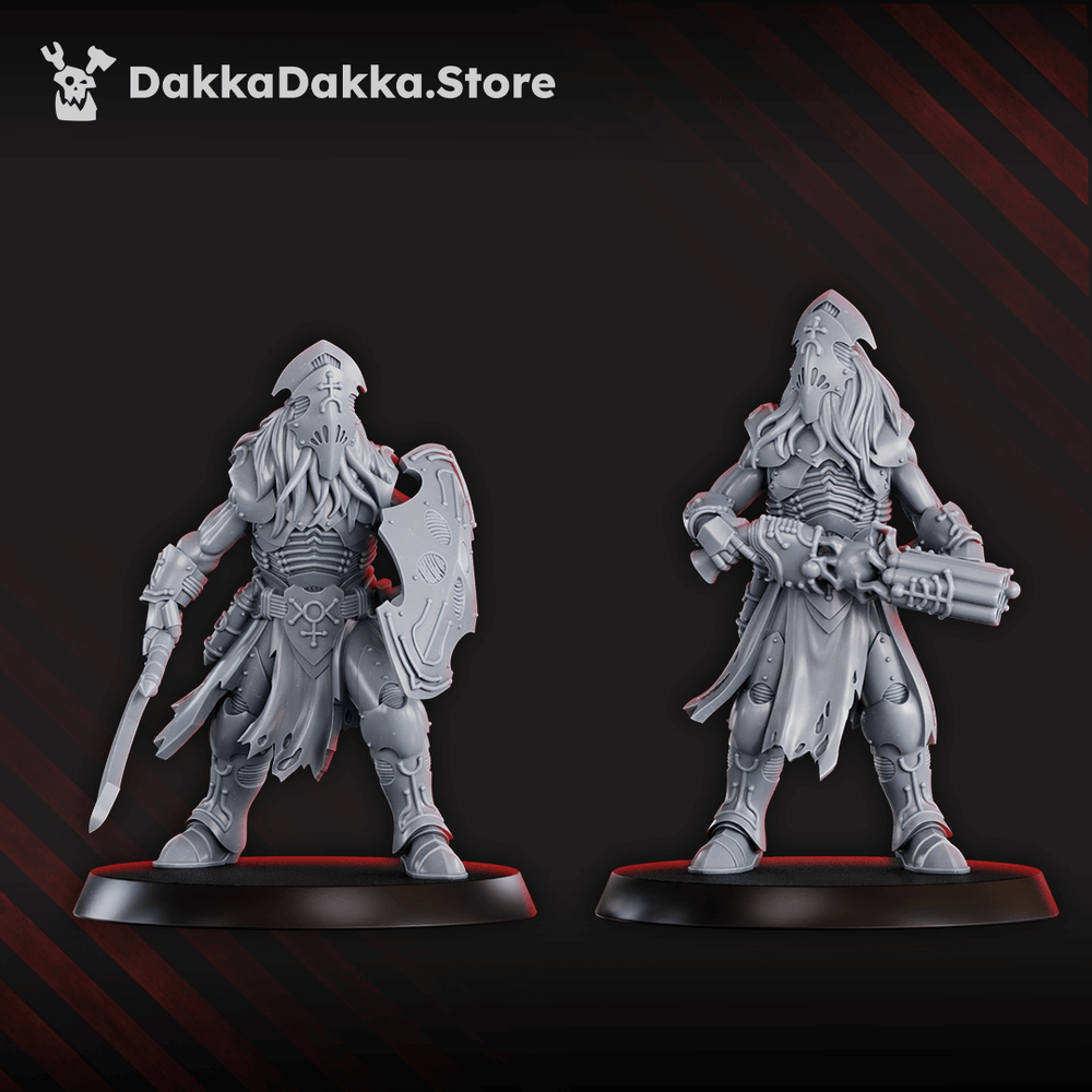 Trench Crusade Style Tet'o Kr'lieh Keeper Squad 6 resin miniatures with polearms and robes