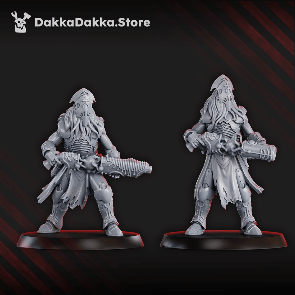 Trench Crusade Style Tet'o Kr'lieh Keeper Squad 6 resin miniatures with polearms and robes
