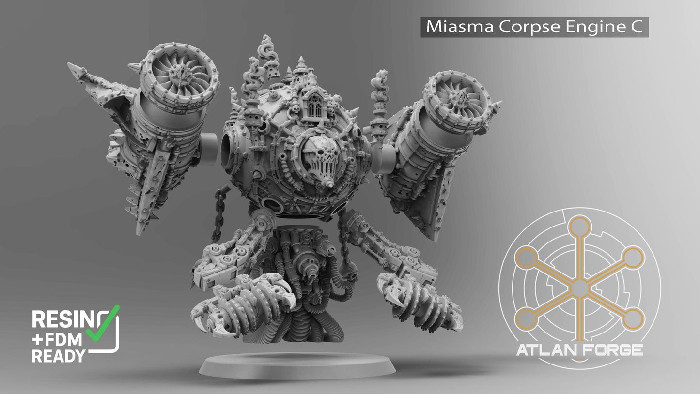 Miasma Corpse Engine C front view with turbine engine pods and segmented claw limbs