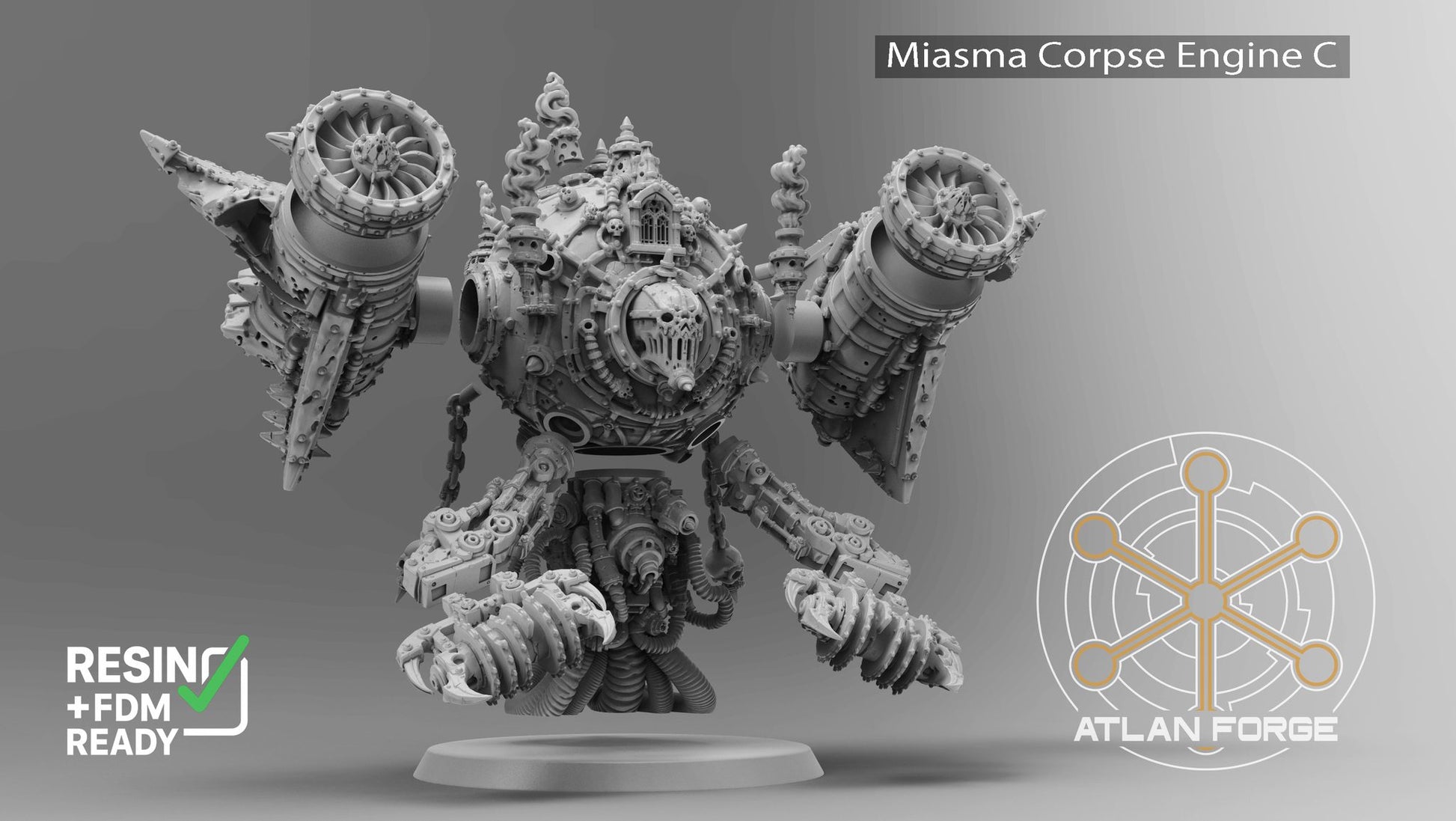 Miasma Corpse Engine C front view with turbine engine pods and segmented claw limbs