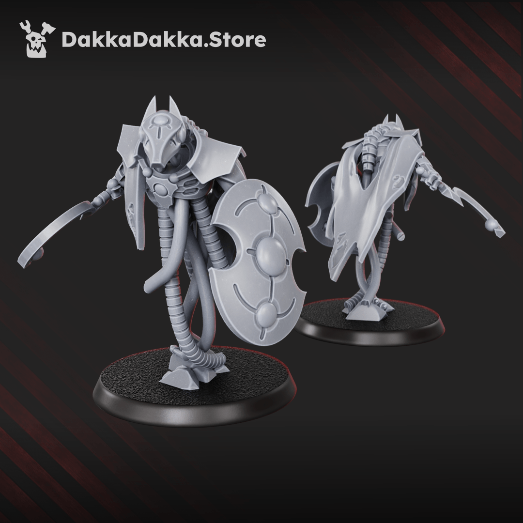 Necrotek Iron Guard Squad — 15 resin sci-fi undead warrior miniatures with shields, blades and biomechanical armour, 33–38mm scale