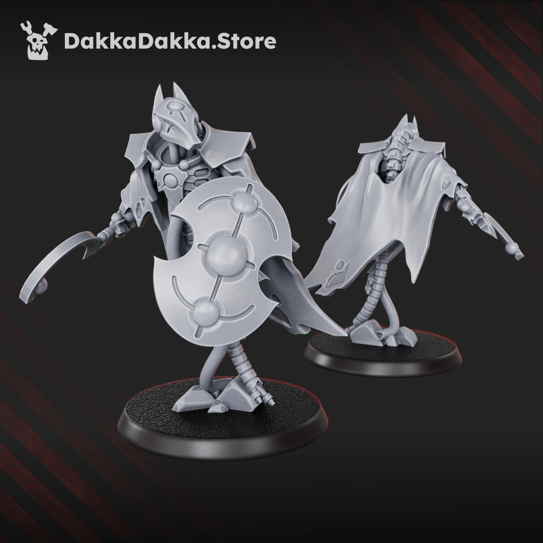 Necrotek Iron Guard Squad — 15 resin sci-fi undead warrior miniatures with shields, blades and biomechanical armour, 33–38mm scale