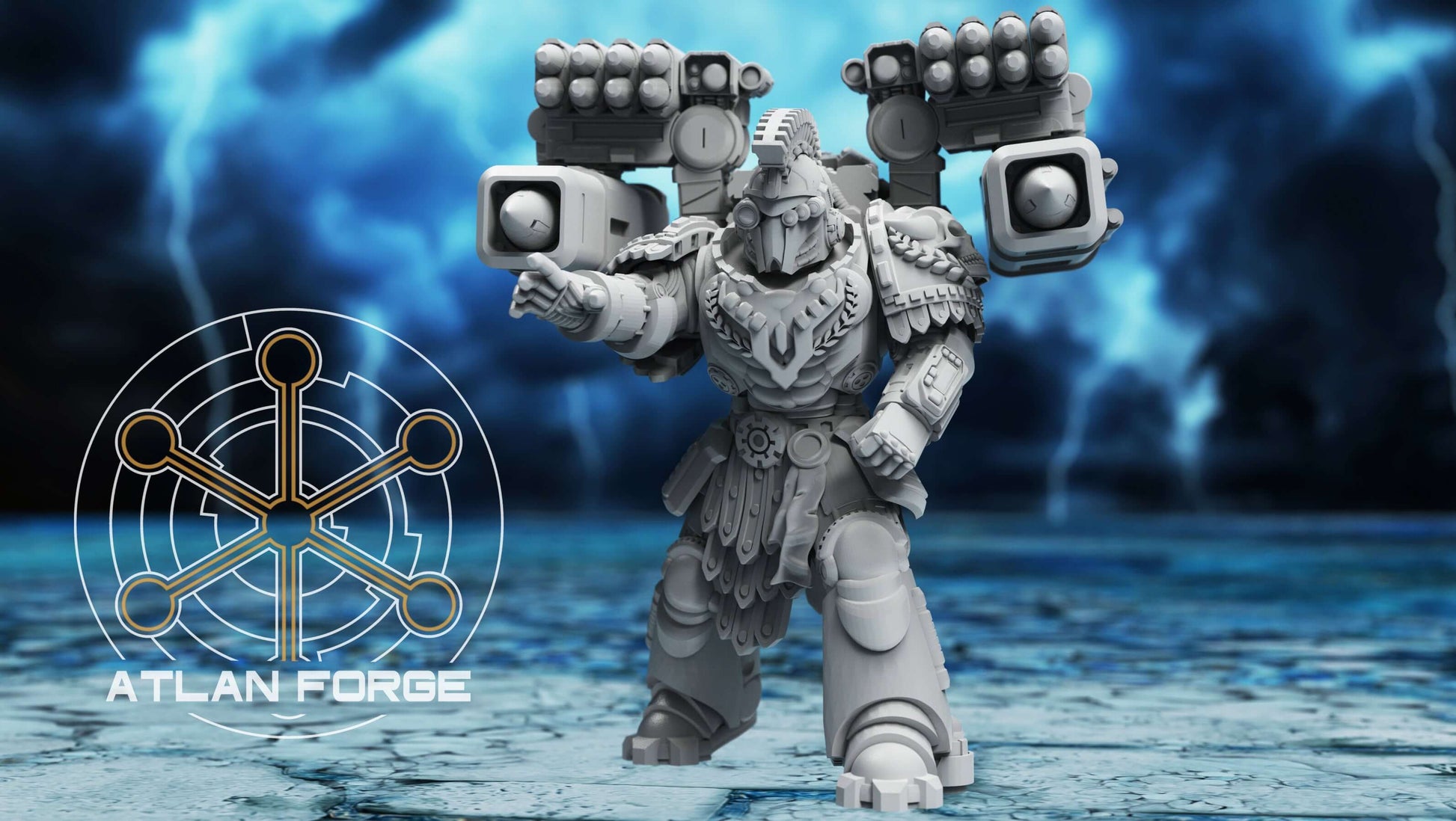 sci-fi warrior miniature Minoan Astraponites elite squad with advanced sci-fi armor and heavy ranged weapons