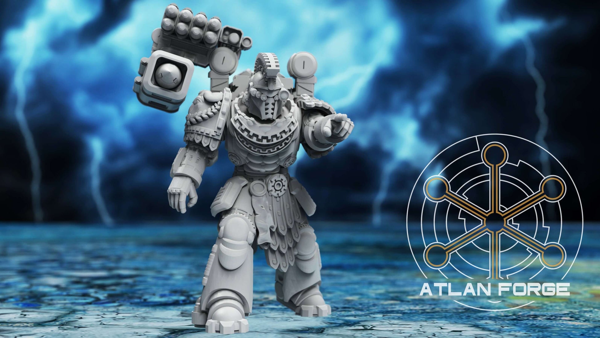 sci-fi warrior miniature Minoan Astraponites elite squad with advanced sci-fi armor and heavy ranged weapons