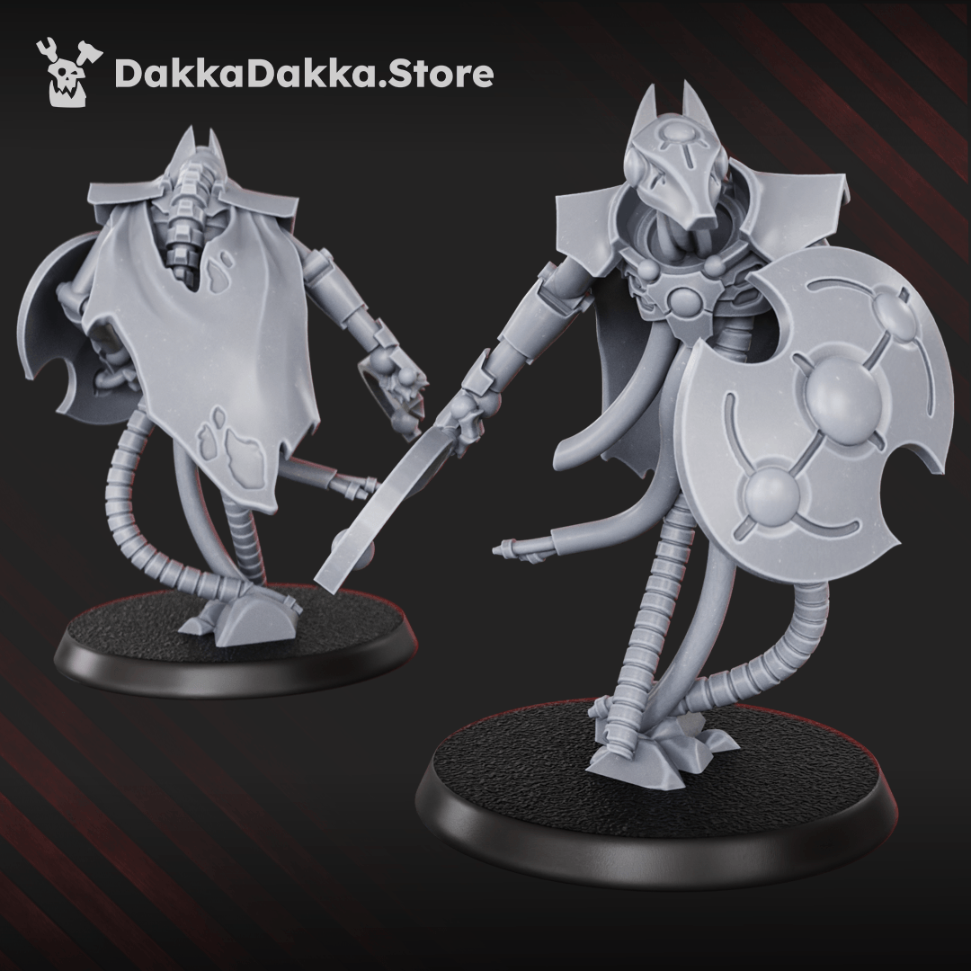 Necrotek Iron Guard Squad — 15 resin sci-fi undead warrior miniatures with shields, blades and biomechanical armour, 33–38mm scale
