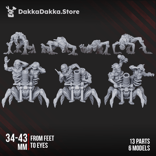 Diseased Shroomspawn Weapons Crew six plague mutant resin miniatures with mortar cannons and feral crawler support models,