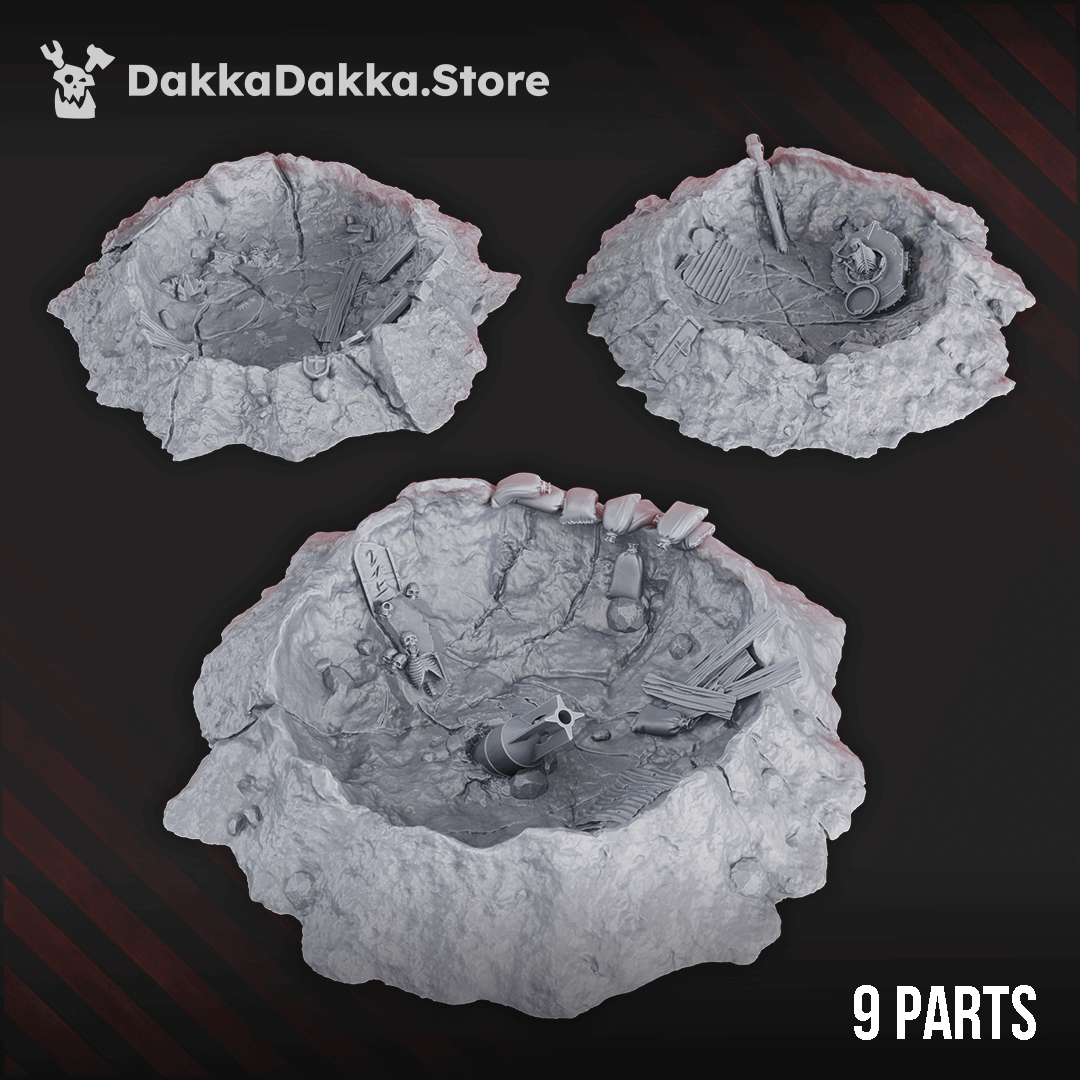 NexusBlock large craters set with 9 parts for sci-fi wargames, featuring detailed terrain and realistic design.