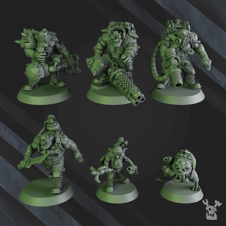 Blak Orks Mob Two sci-fi wargaming miniatures proxies by DakkaDakka, 32mm scale models in durable grey resin for tabletop games