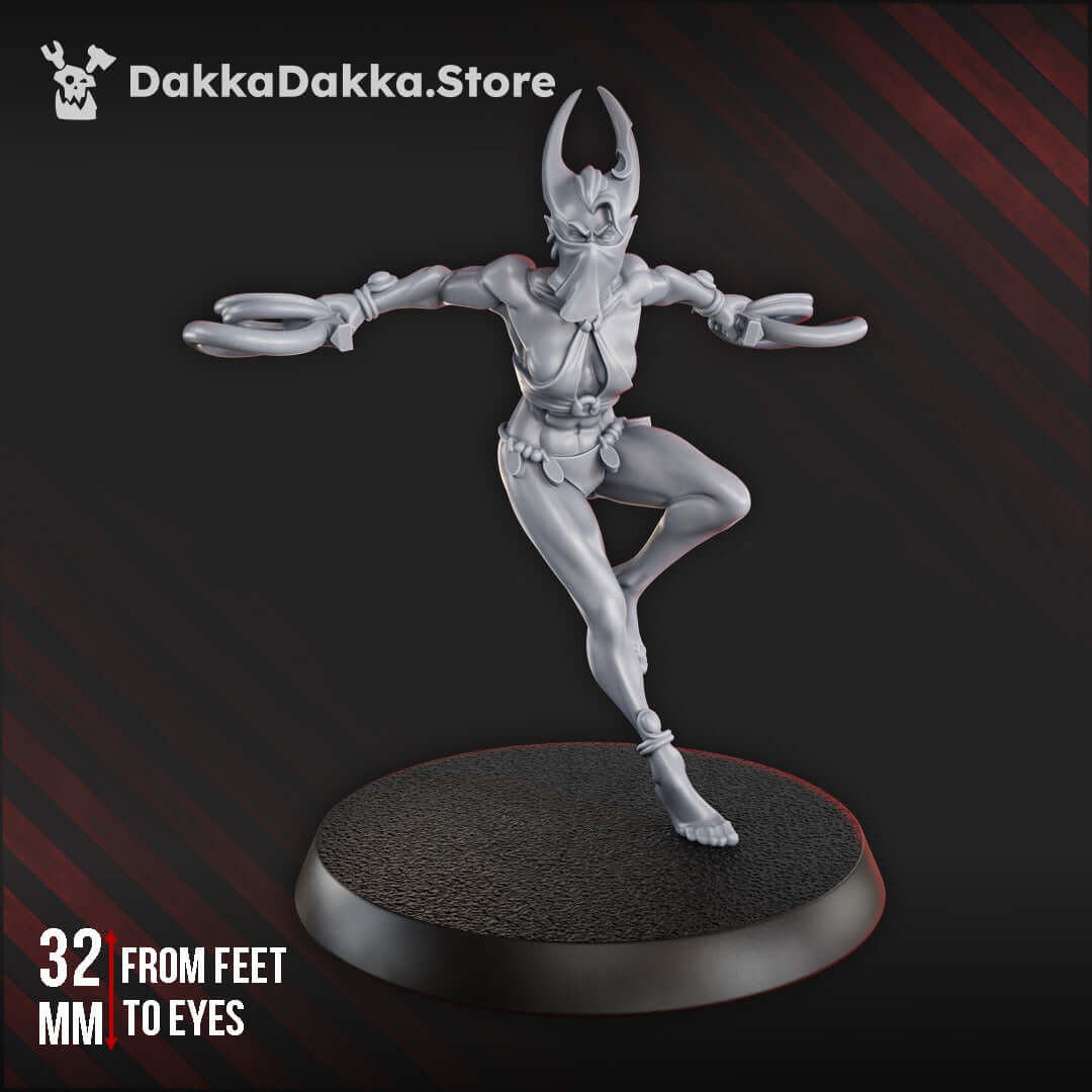 Sci-Fi Chaos Cult female miniatures from Gomorrah Vanguard in resin, ideal for grimdark tabletop wargaming, unpainted models.