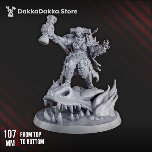 Iskra Nova Firestorm miniature, 107mm high, detailed sci-fi figure on custom base, designed for wargaming display.
