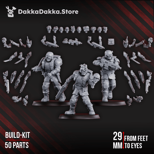 Diseased Planetary Guard corrupted infantry squad of ten grimdark sci-fi soldiers