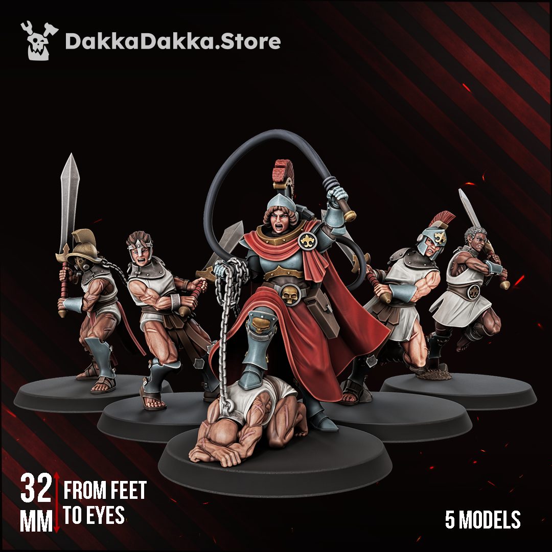 Ignomenioness Squad five-model group shot showing painted miniatures on dark bases, 32mm scale
