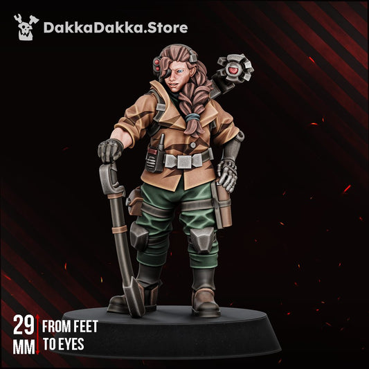 The Alcat Rats Garrison Commander 29mm resin miniature, painted front view showing full figure on black base