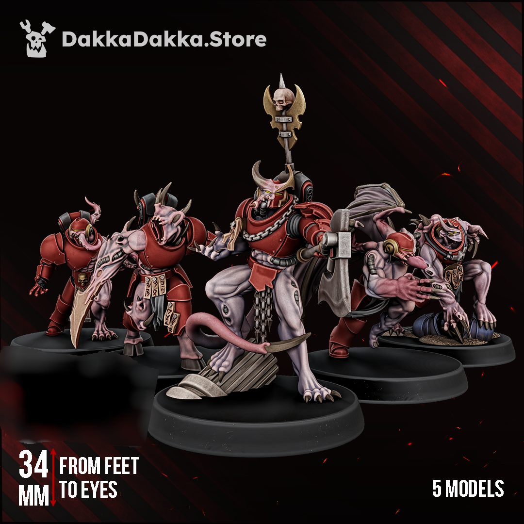 The Vortex-Blessed Squad five painted resin miniatures shown together on bases, front group view