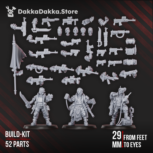 Gang - The Alcal Rats Masters Squad Build Kit with 52 detailed parts including characters and weapons.