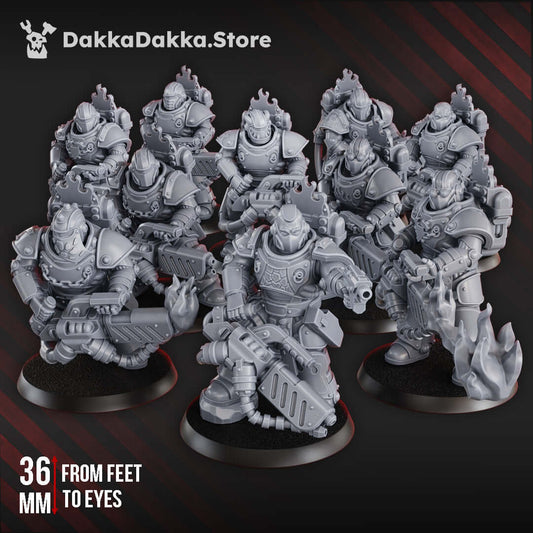 Ignisaurus Clan Ignitium miniatures set of 10, 36mm scale, grey resin, for sci-fi tabletop games by DakkaDakka.