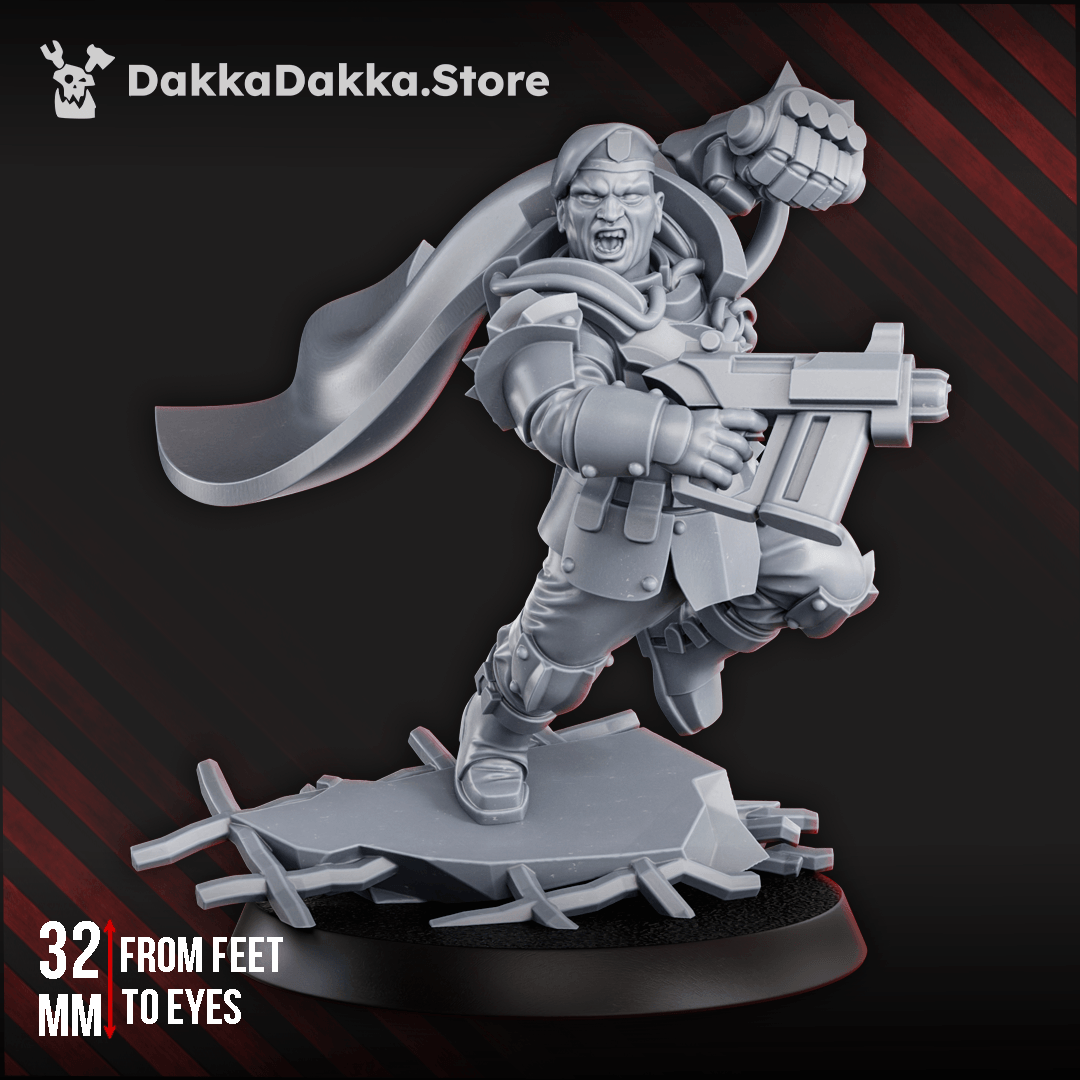 Captain Carl Jenkins heroic sci-fi command officer charging into battle
