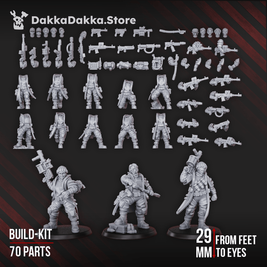 Gang - 10 unassembled bodies for the Alcat Rats Infantry Squad build kit.