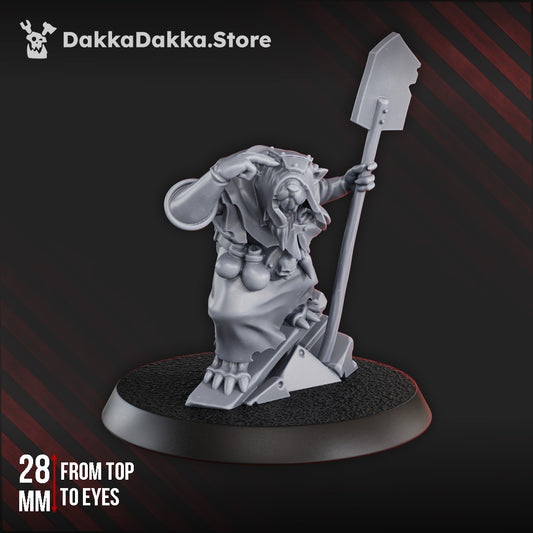 Rat Mind Miner miniature, 28mm tall, high-quality grey resin, sci-fi tabletop gaming proxy, DakkaDakka.store
