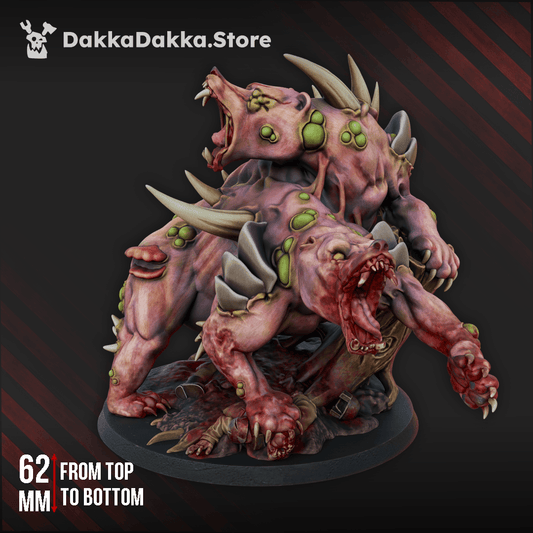 Diseased The Sporefused Ursus grotesque cerberus beast with pustules and fallen soldier base