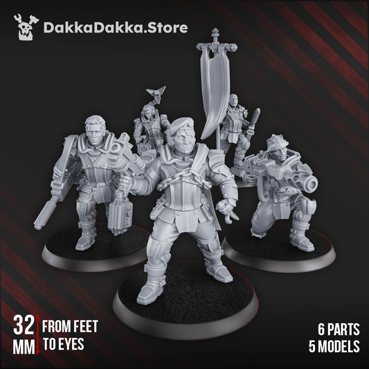 Phaeton Special Forces Masters Squad figurines, 32mm from feet to eyes, featuring 5 detailed models in 6 parts.