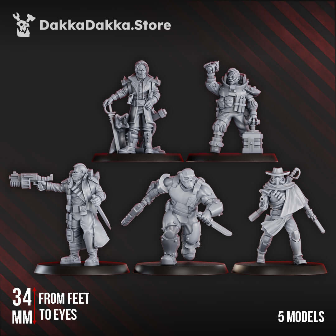 Gang Murder, Inc. five grimdark operatives with mixed weapons and armour