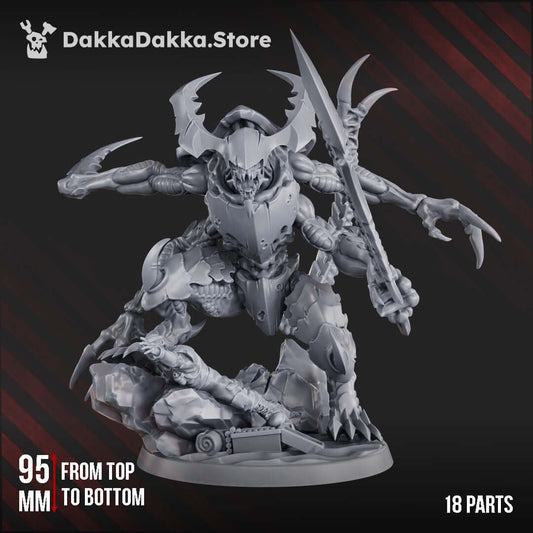 King of the Great Harvest sci-fi wargaming miniature, 95mm tall, features 18 parts and intricate design by DakkaDakka.store.