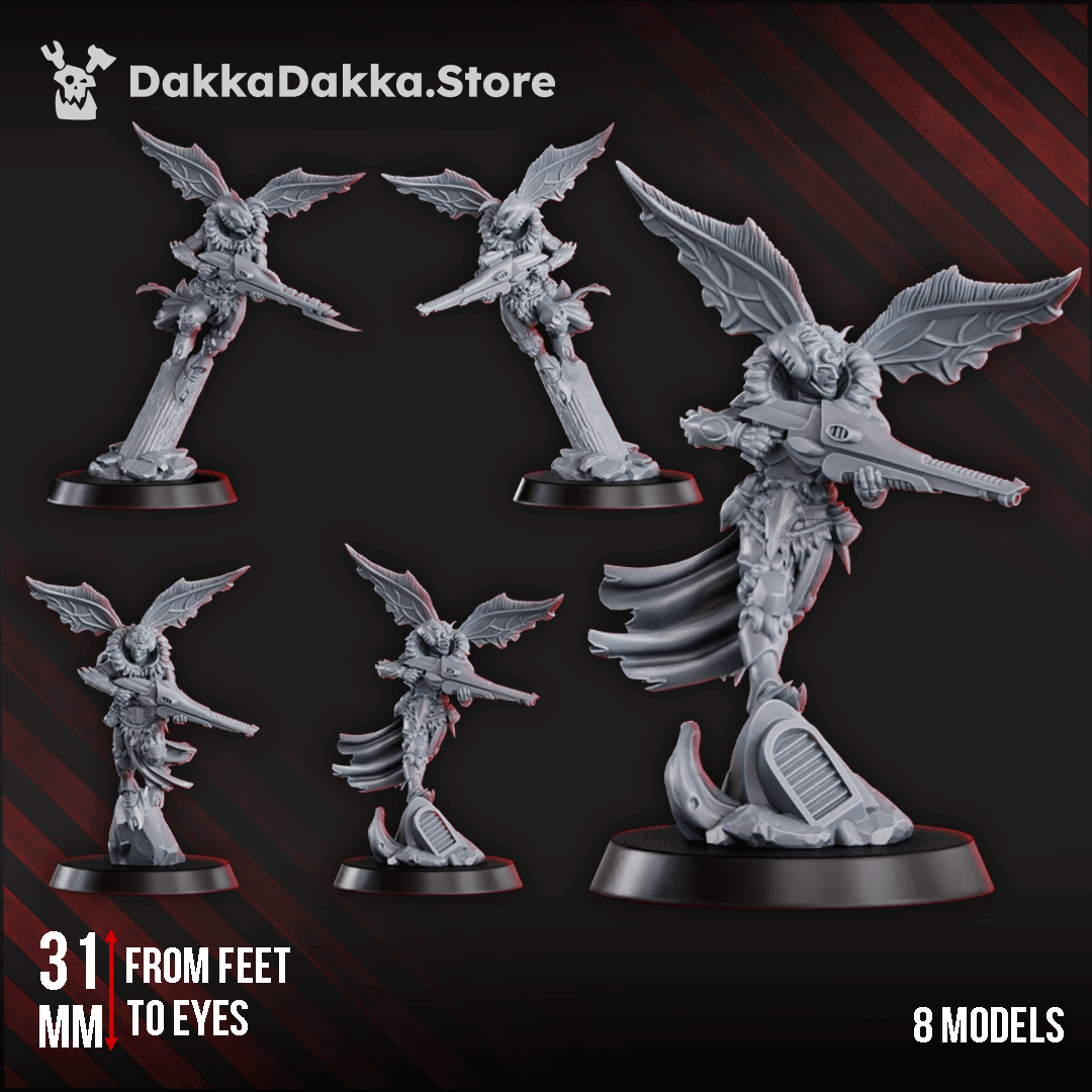 Gothic Sci-Fi Space Elf Warriors winged airborne resin squad