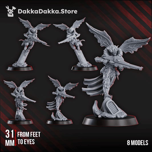 Gothic Sci-Fi Space Elf Warriors winged airborne resin squad