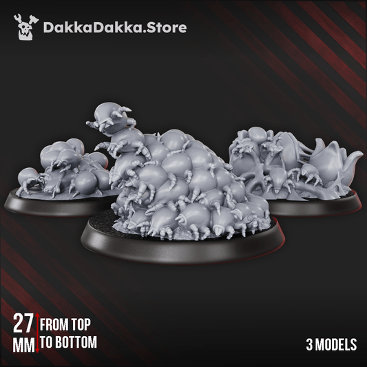 Diseased Fungiticks Swarm models showcasing plague-born infestation markers, 27mm from top to bottom.