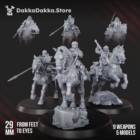 The Alcat Rats Assault Riders Squad of five grimdark mounted resin miniatures on oval bases