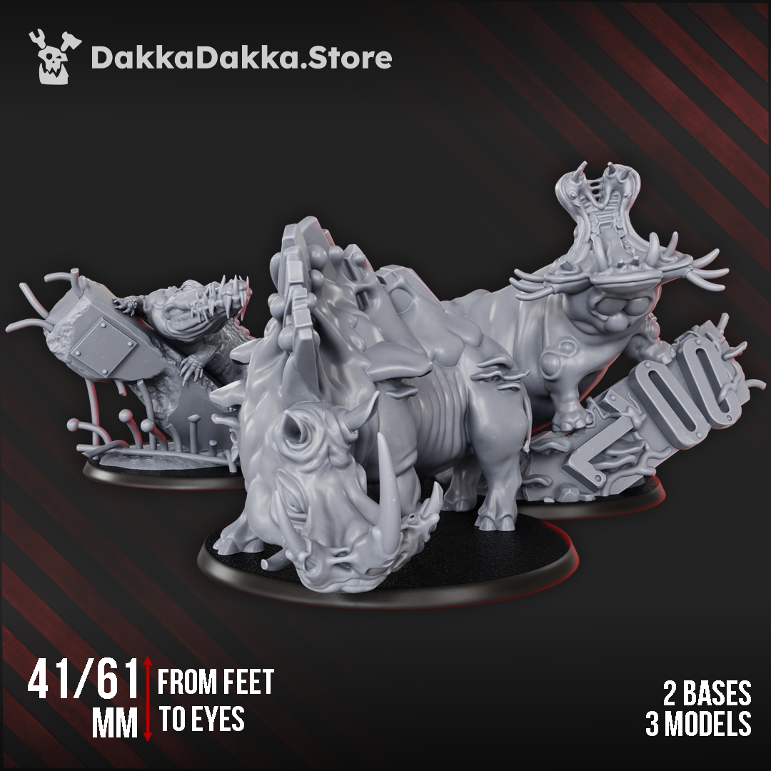 Infected Beasts Squad three diseased resin miniatures 41-61mm scale