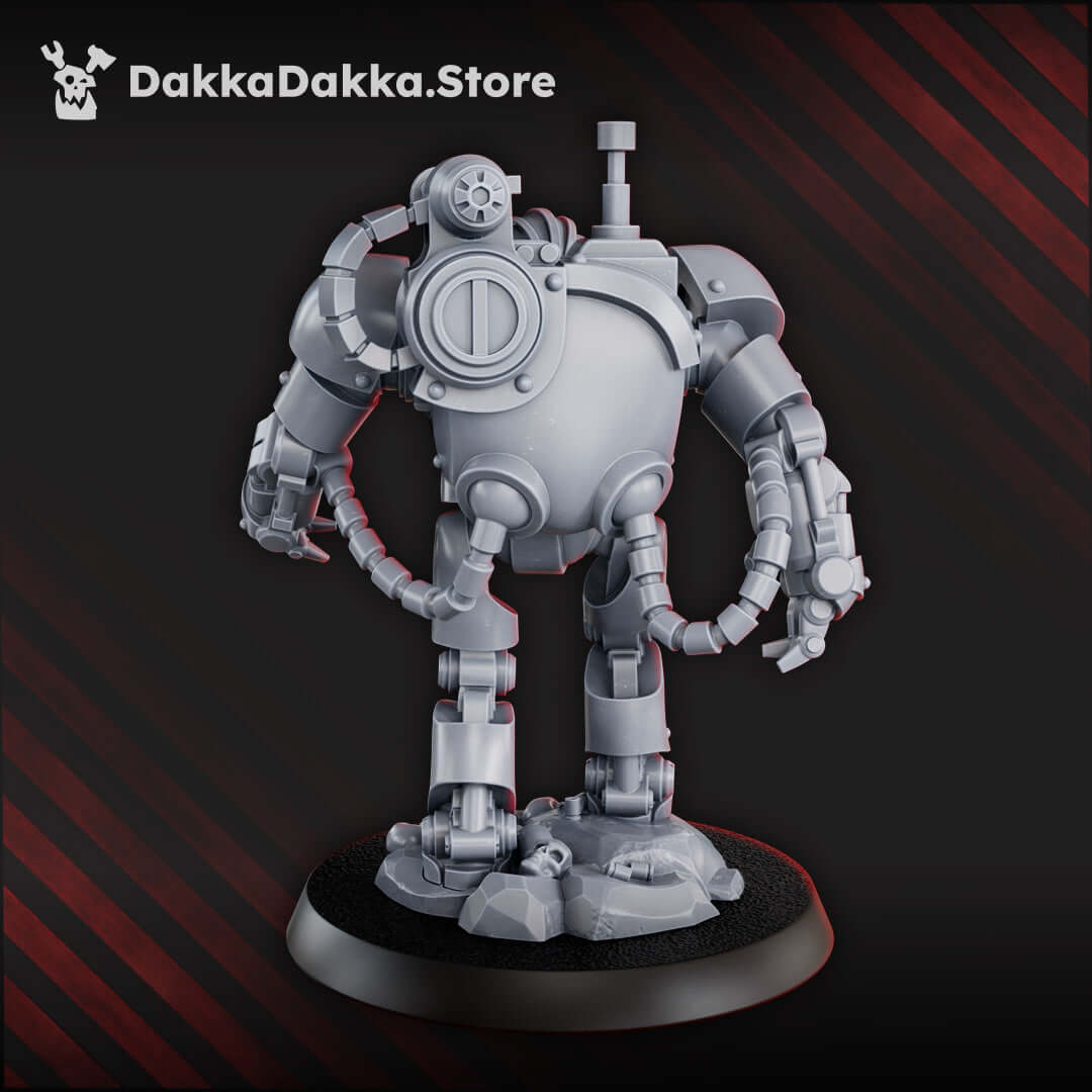 Sci-Fi Machine Cult Robot: Quant-7 Prometheus, 41mm tall resin model showing heavy armor and skull base.