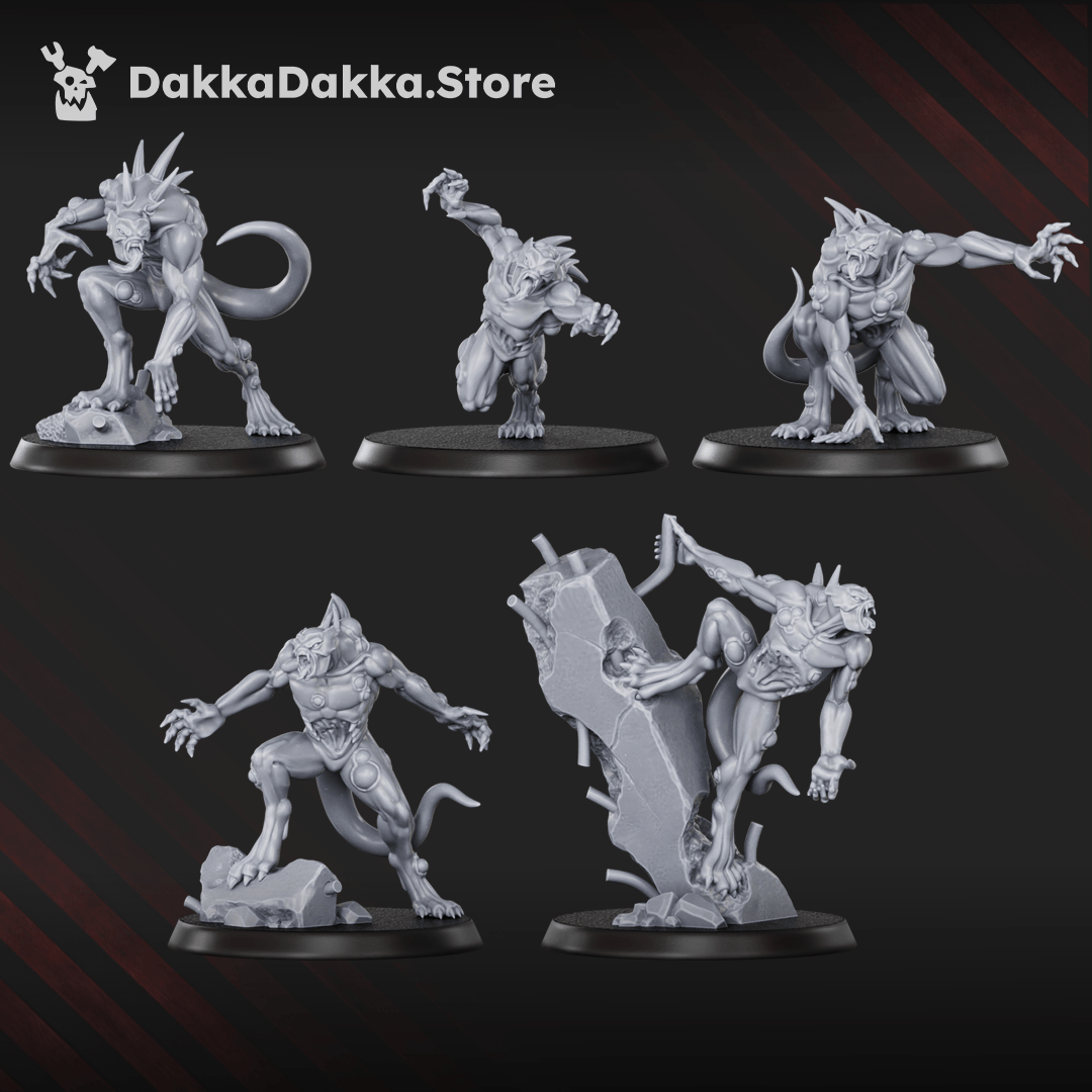 Diseased Sporemorphs Squad six plague daemon predator resin miniatures with claws, spines and scenic rubble bases