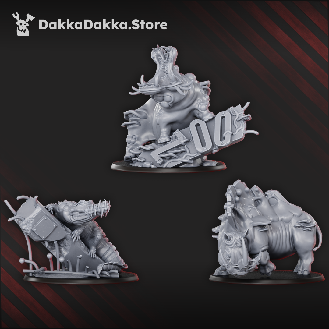 Infected Beasts Squad three diseased resin miniatures 41-61mm scale